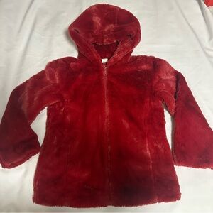 Evsie Plush Red Kids Hooded Jacket new without tags